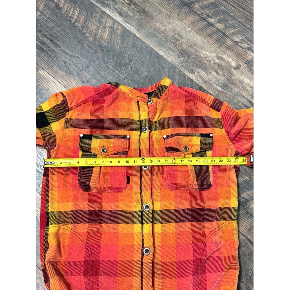 We The Free Free People Plaid Button Front Shirt Dress Orange Red Large L Long - Picture 7 of 7